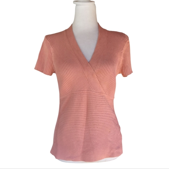 Worthington Salmon Pink Colored Silk Blend Surplice Top Size Large - Picture 1 of 6